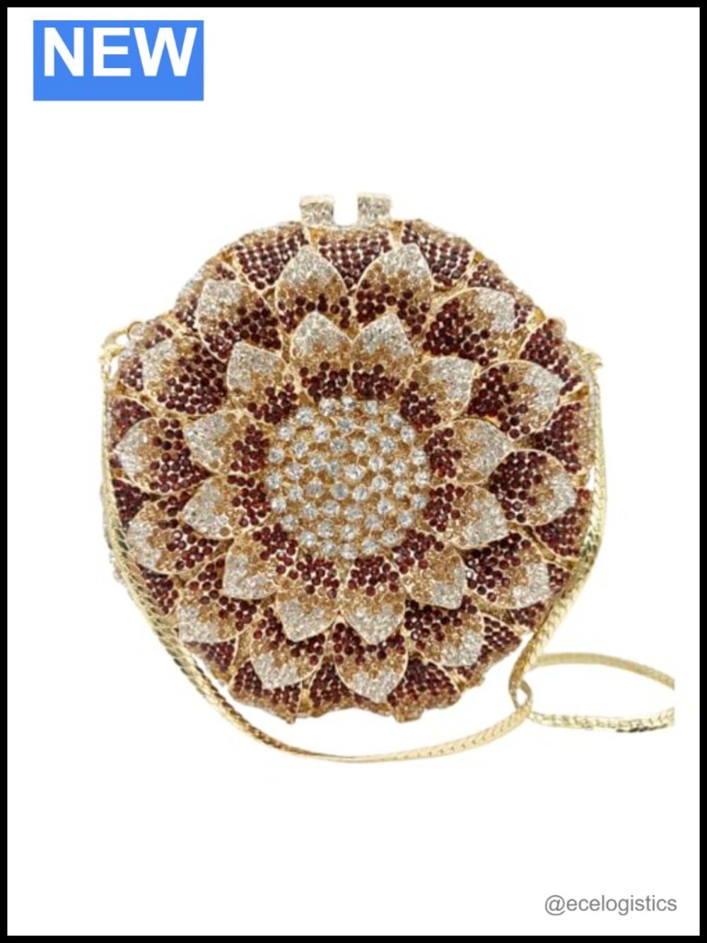 Vintage Floral Rhinestone Evening Clutch Handmade Shiny Diamond Purse Party